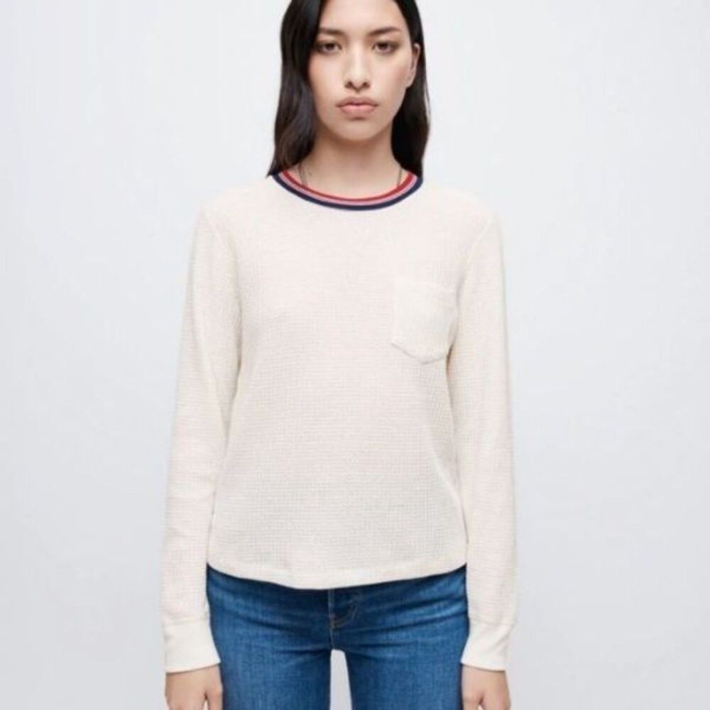 NWT RE/DONE Long Sleeve Thermal Pocket Tee in Vintage White Size‎ LARGE REDONE